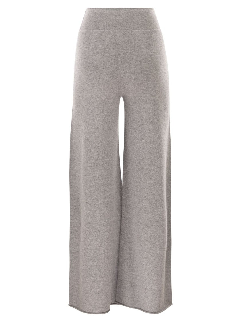 Vanisé Cashmere Wide-Leg Trousers With Ribbed Waistband