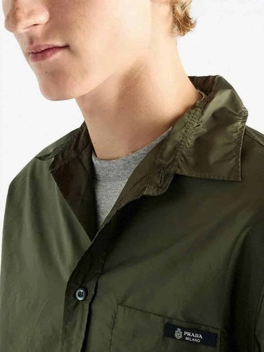 Prada Long-Sleeve Shirt With Classic Collar And Elastic Cuffs