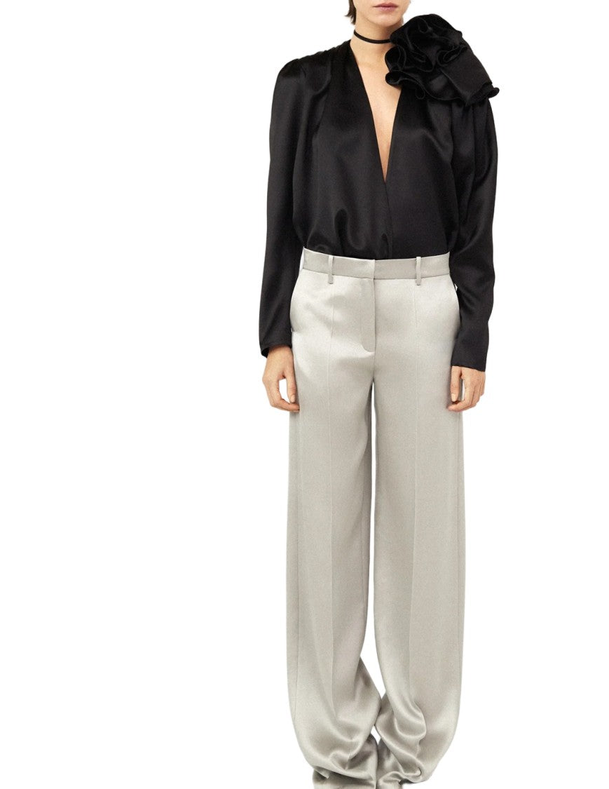 Magda Butrym Romantic Black Blouse With V Neckline
