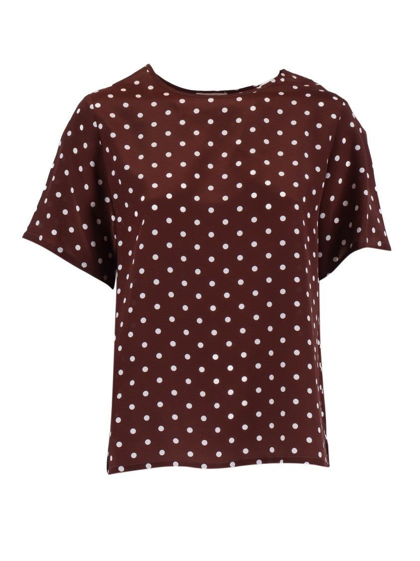 P.A.R.O.S.H. Brown Polka Dot Short Blouse