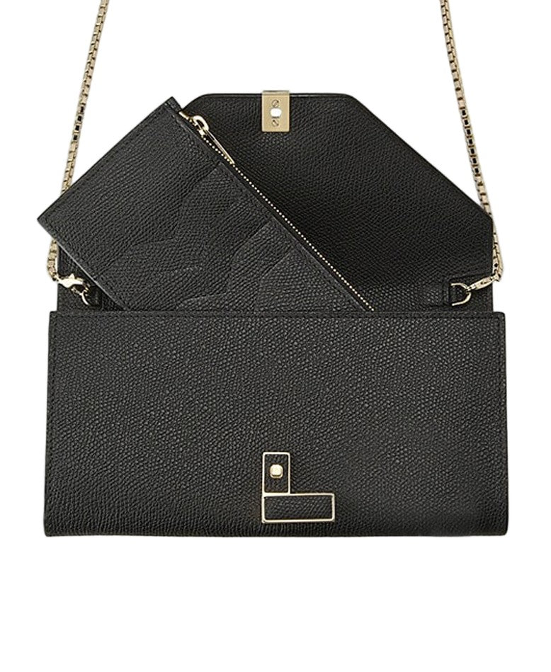 Valextra Dual-Compartment Iside Wallet On Chain In Millepunte Leather