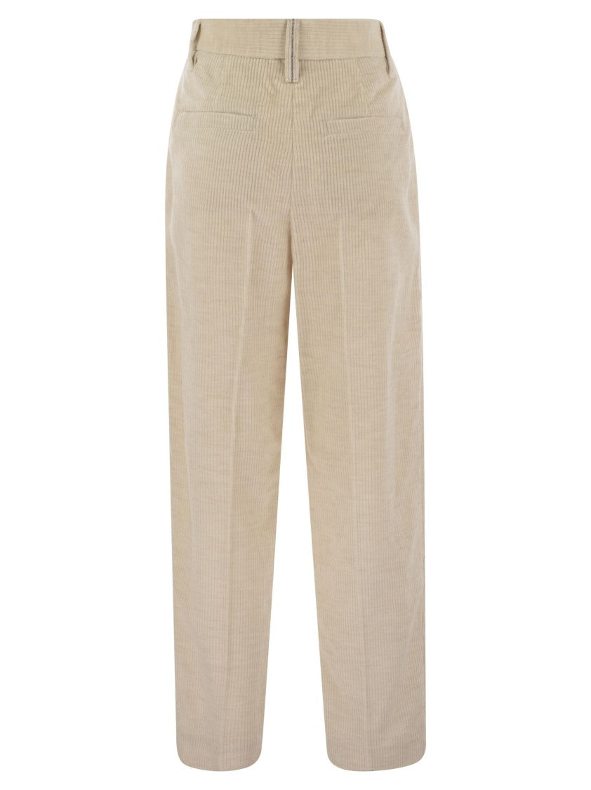 Brunello Cucinelli Striped Canvas Trousers In Viscose