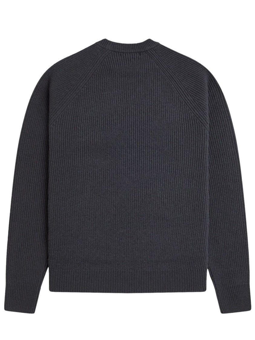 Fred Perry Wool Ribbed Knit Crewneck Sweater