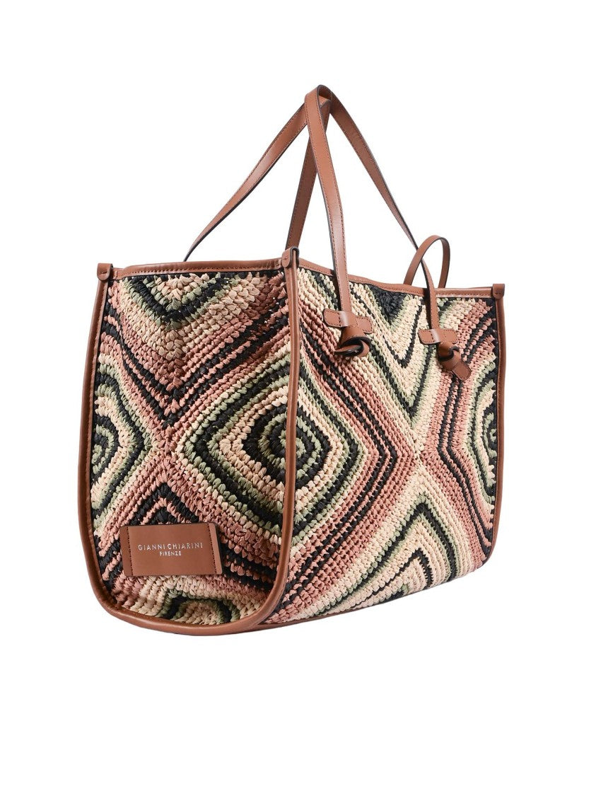Gianni Chiarini Geometric Pattern Leather Tote Bag