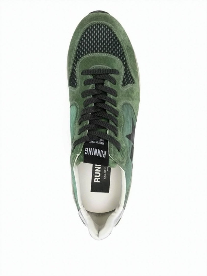 Golden Goose Green Suede And Nylon Sneakers