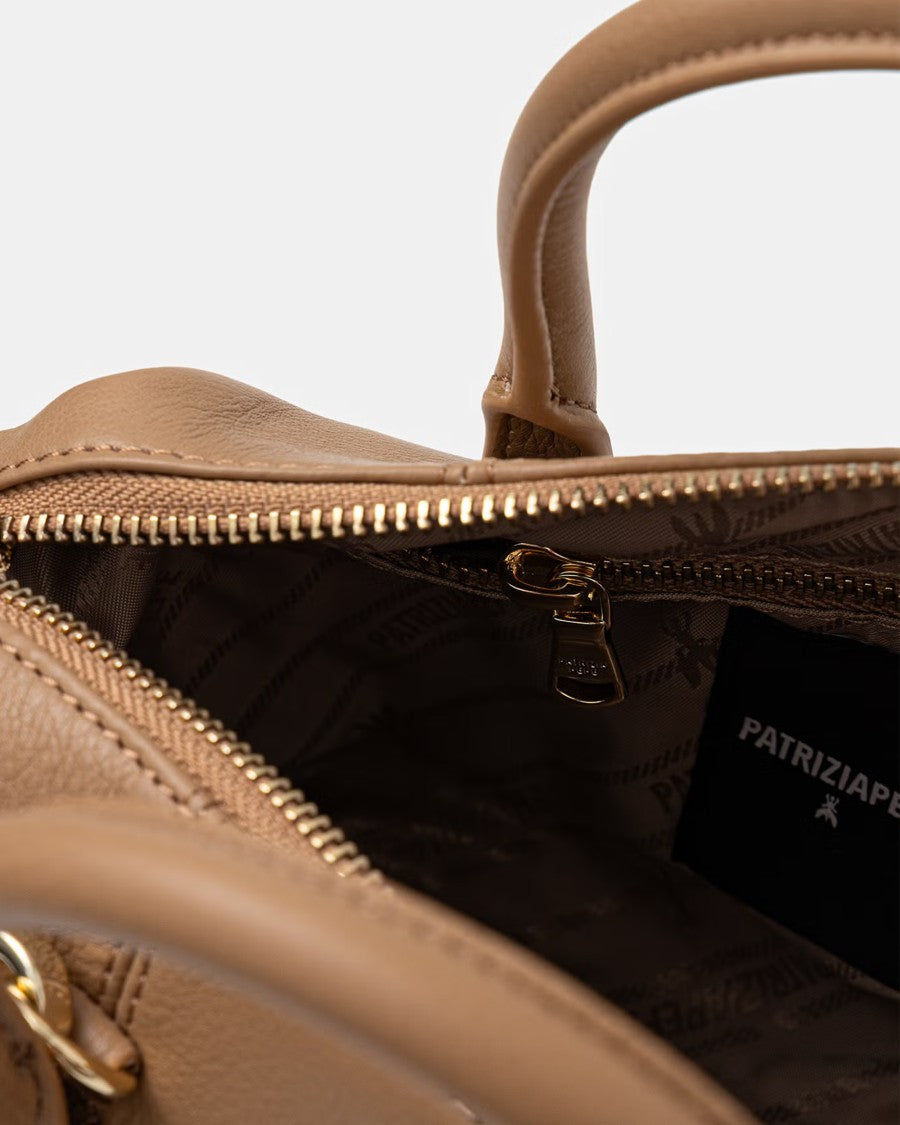 Patrizia Pepe Caramel Leather New Business Mini Handbag