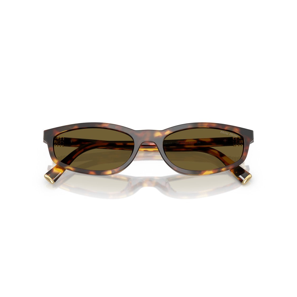 Miu Miu 0Mu A06s Rectangular Tortoiseshell Sunglasses With Gold Accents