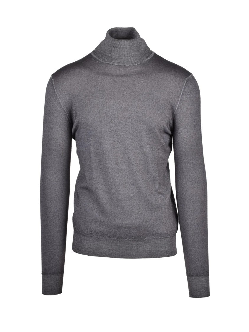 Aspesi Refined Grey Wool Turtleneck Sweater