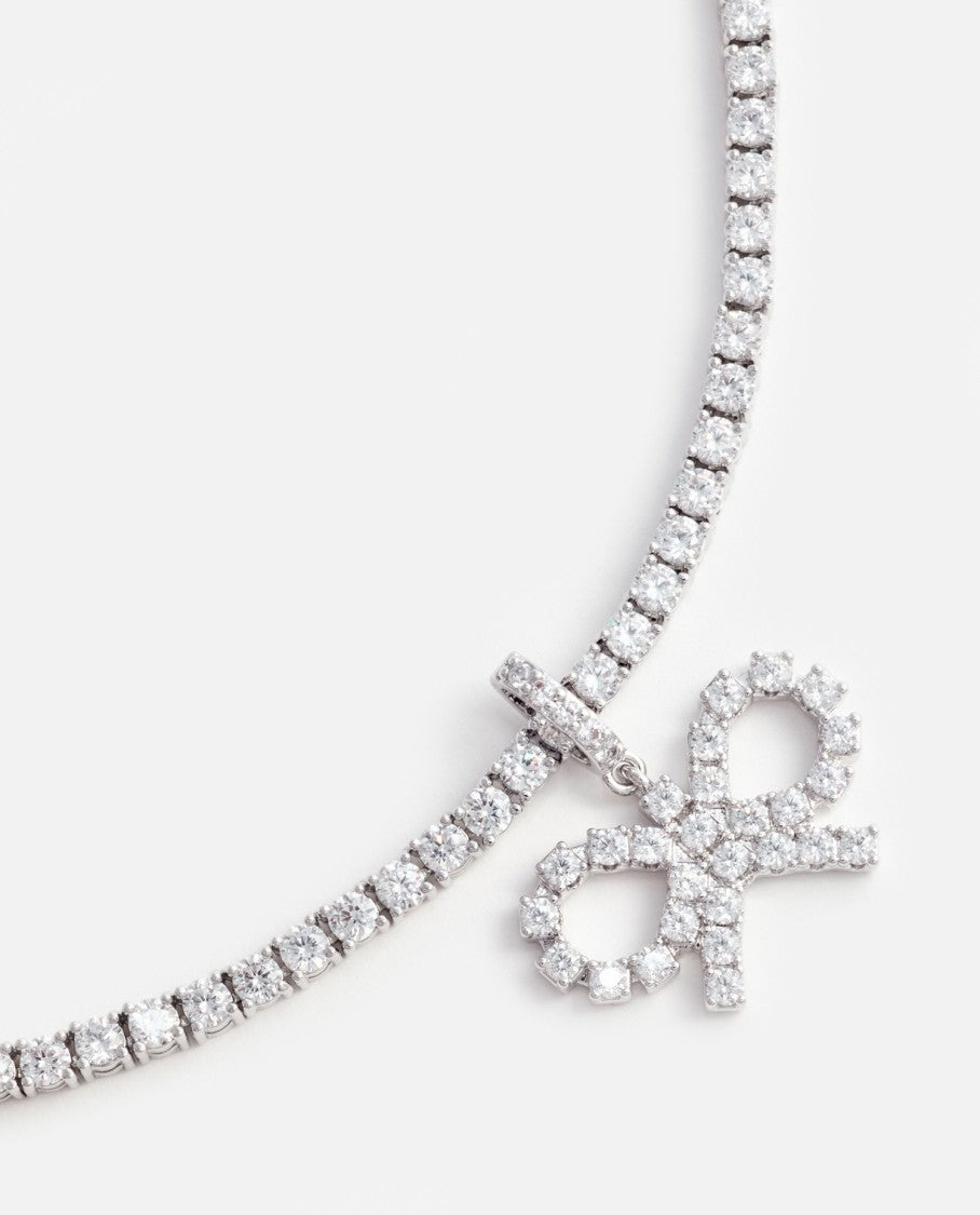 Self-Portrait Crystal Bow Tennis Necklace