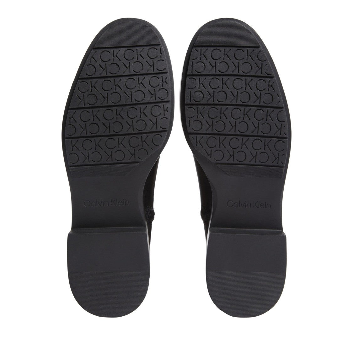 Calvin Klein Black Textured Upper Flat Leather Ankle Boots