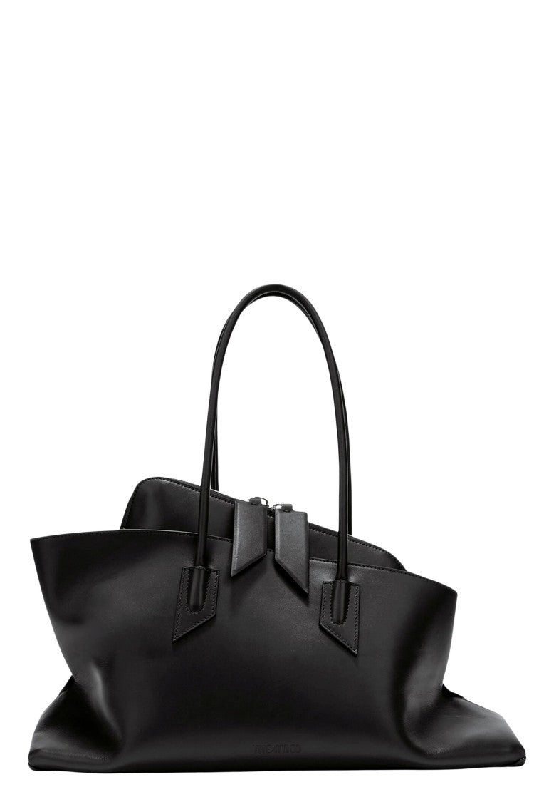 The Attico Black La Passeggiata Medium Leather Tote Bag