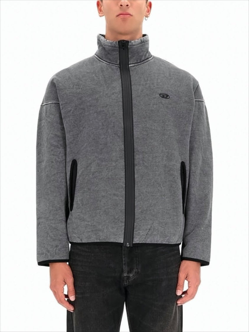Diesel Boxy Grey Jacket With Textured Patch