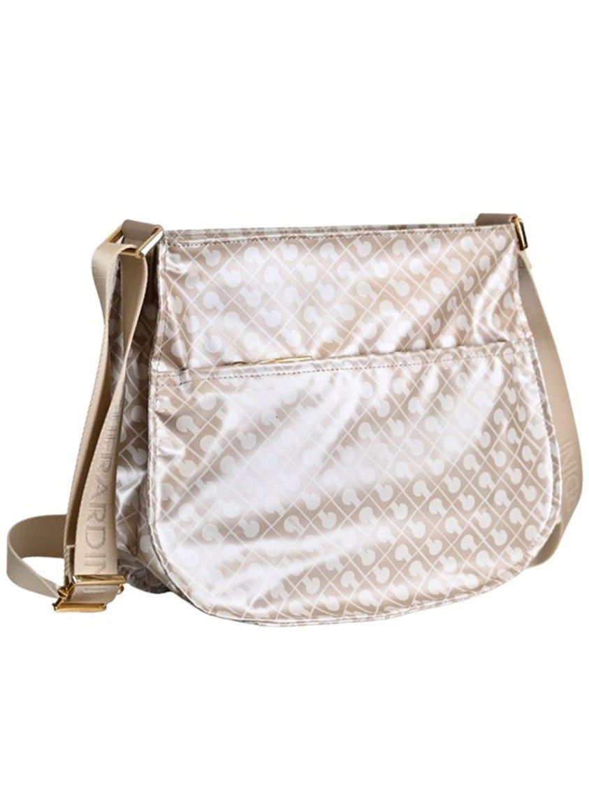 Gherardini Small Beige Geometric Pattern Crossbody Satchel