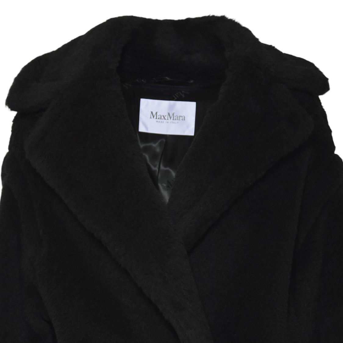 Max Mara Long Black Coat With Wide Lapel