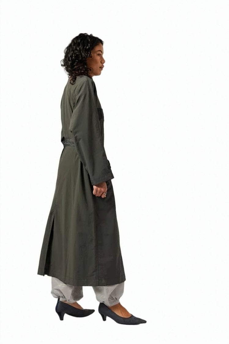 Paloma Wool Belted Long Jacket With Classic Collar And Flap Pockets