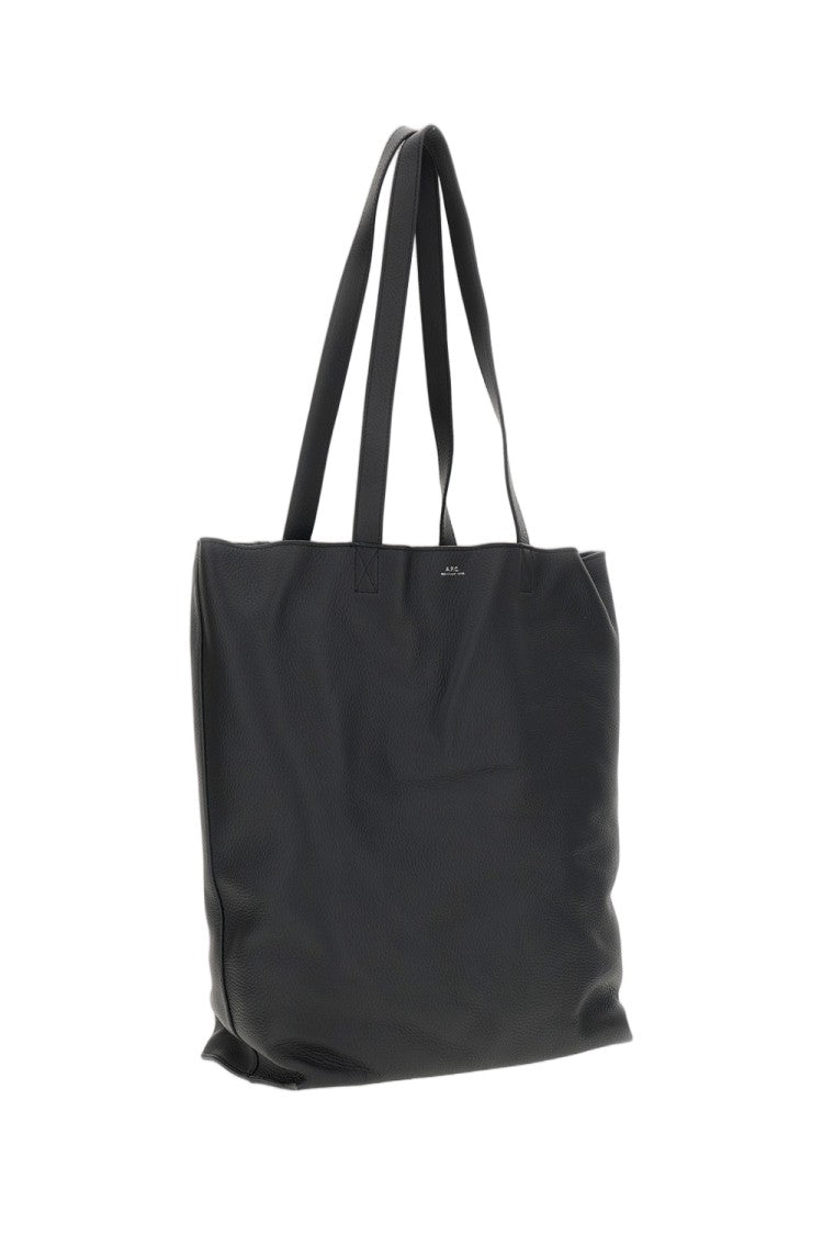 A.P.C. Black Leather Tote Maiko Medium Tote Bag