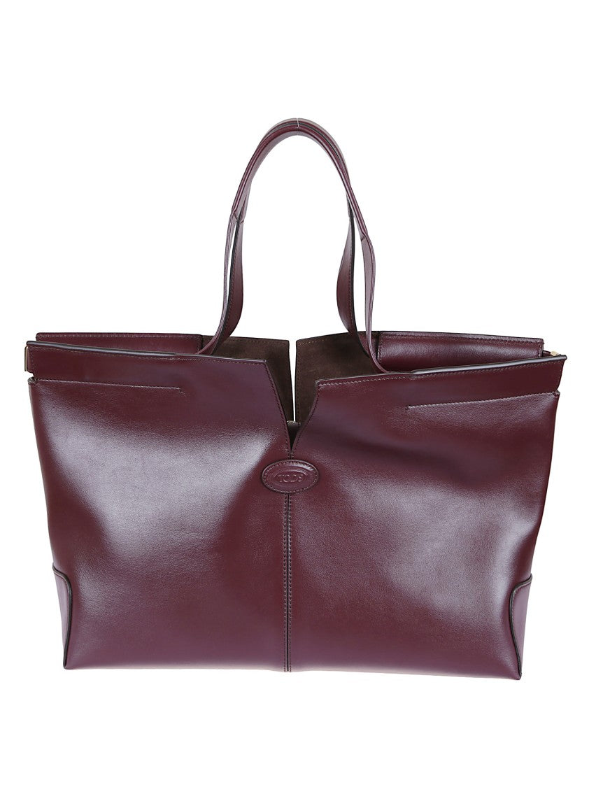 Tod's Burgundy Leather Structured Folio Bag
