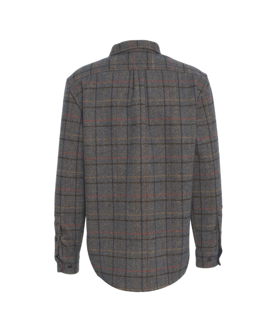 Portuguese Flannel Checkered Wool Overshirt With Structured Collar