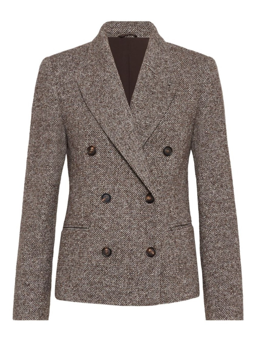 Brunello Cucinelli Tailored Brown Double-Breasted Jacket