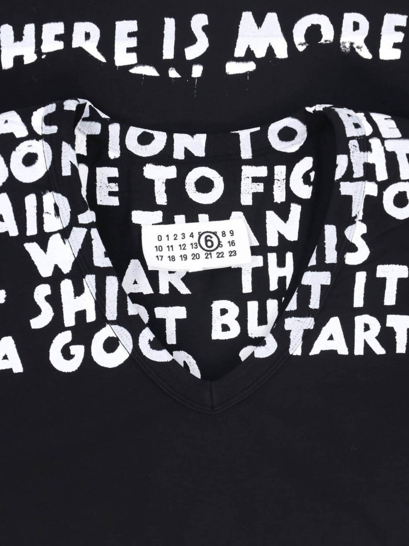 Mm6 By Maison Margiela Black Aids Cotton V-Neck T-Shirt