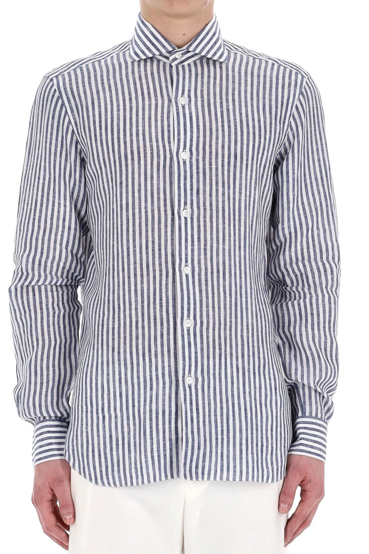 Barba Dandylife Line Linen Tailored Stripe Shirt