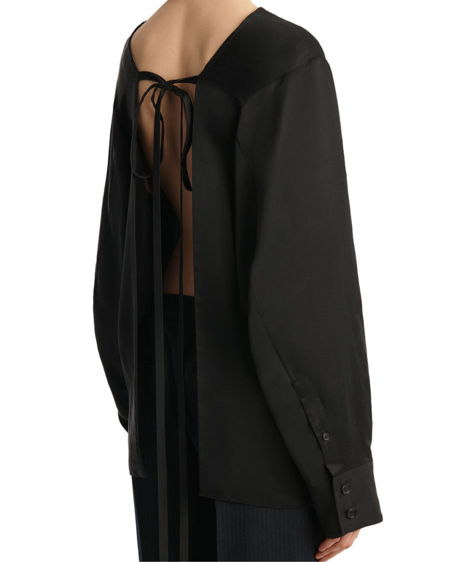 Khaite Long-Sleeved Top With Open Back And Ribbon Ties