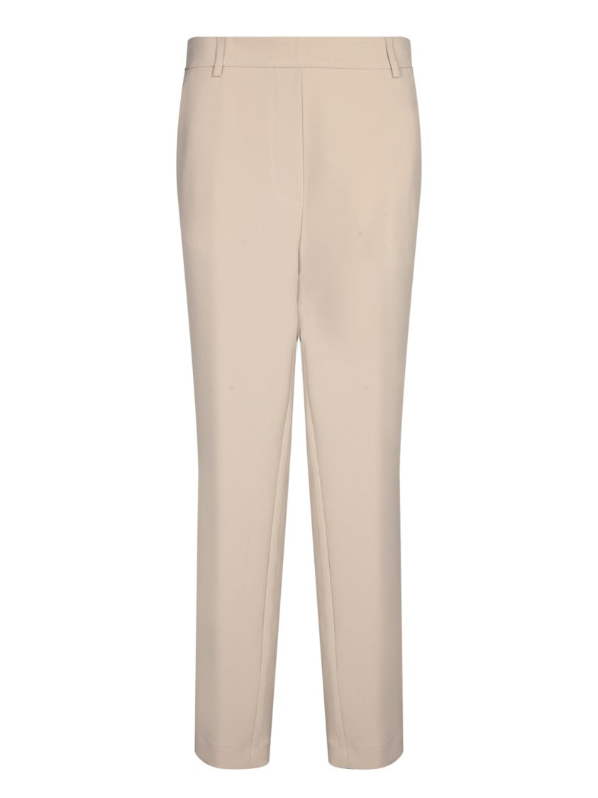 Blanca Vita Tapered Beige Trousers With Elastic Waistband And Welt Pockets