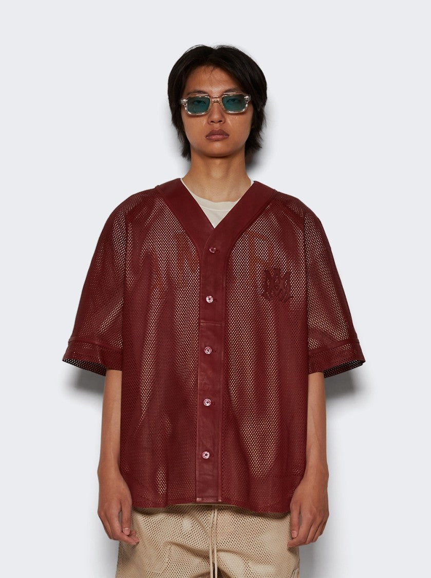 Amiri Ma Perforated Baseball Shirt Sun Dried Tomato