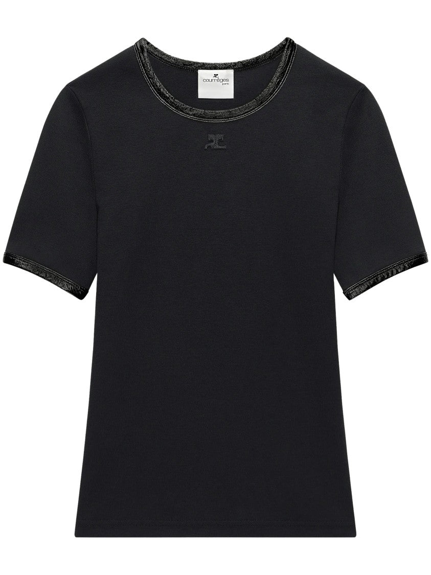 Courrèges Vinyl Trim Black Short-Sleeve T-Shirt