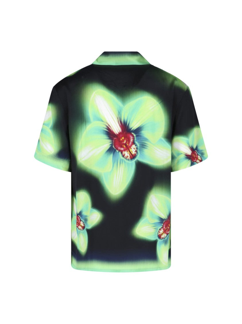 Casablanca Orchid Glitch Silk Print Short Sleeve Shirt