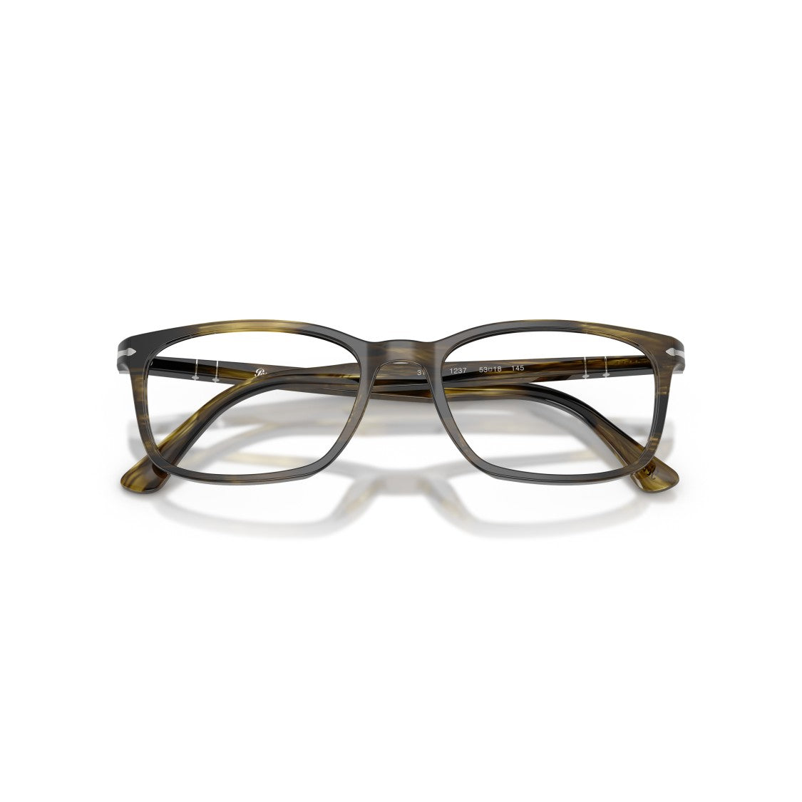 Persol 0Po3189v Rectangular Tortoiseshell Eyeglasses With Silver Accent