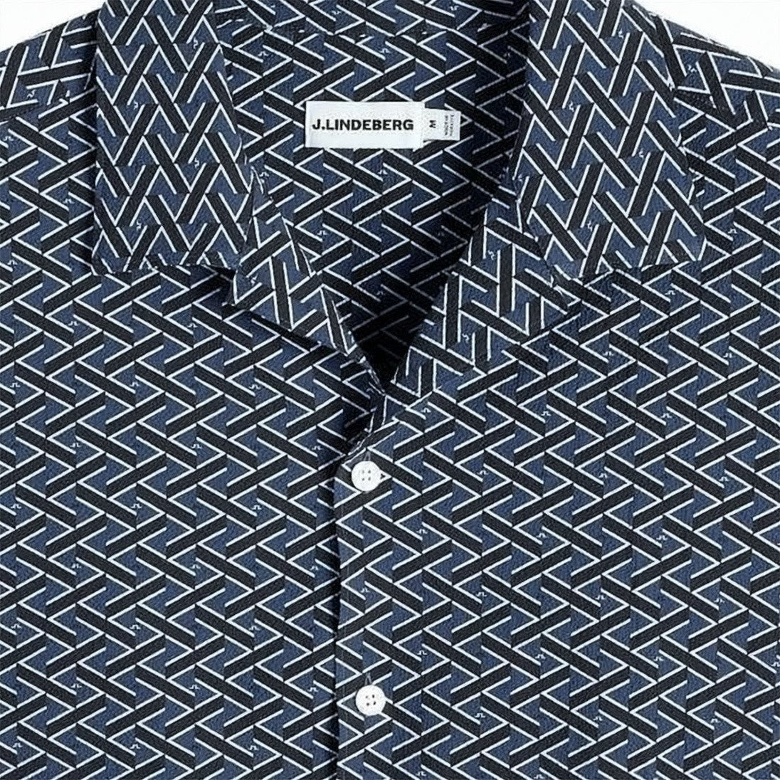J Lindeberg Geometric Pattern Short-Sleeve Shirt With Classic Collar
