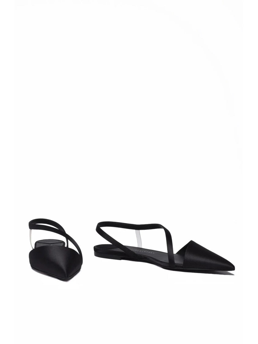 Stella Mccartney Black Pointed Toe Slingback Satin Flats