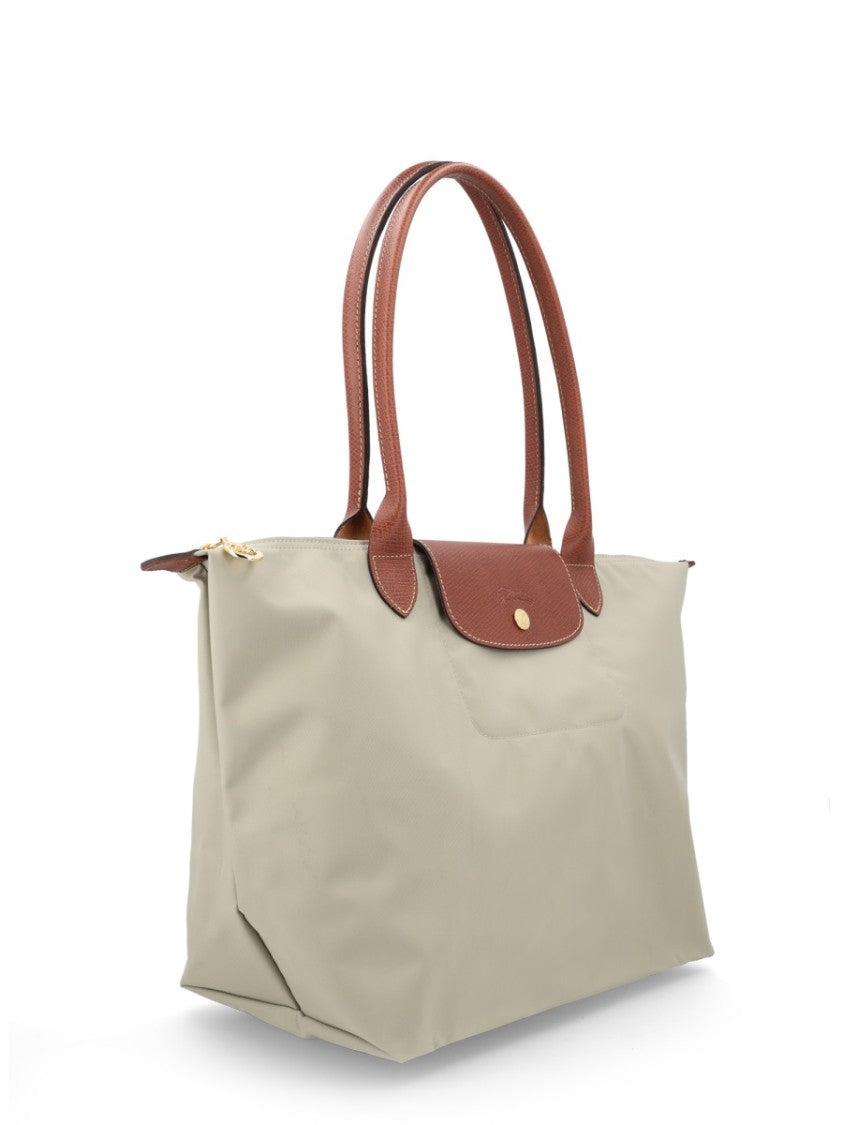 Longchamp Le Pliage Large Leather-Accent Trapezoidal Tote Bag