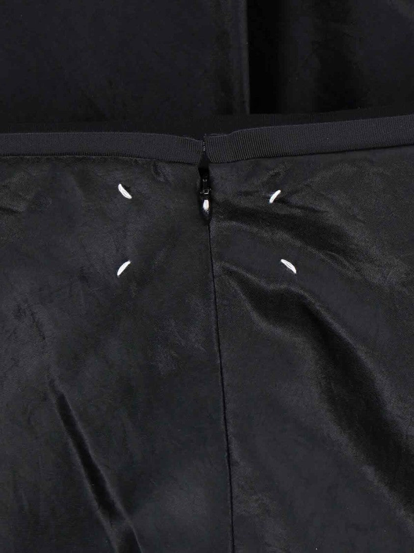 Maison Margiela Midi Satin Skirt With Pleated Hem