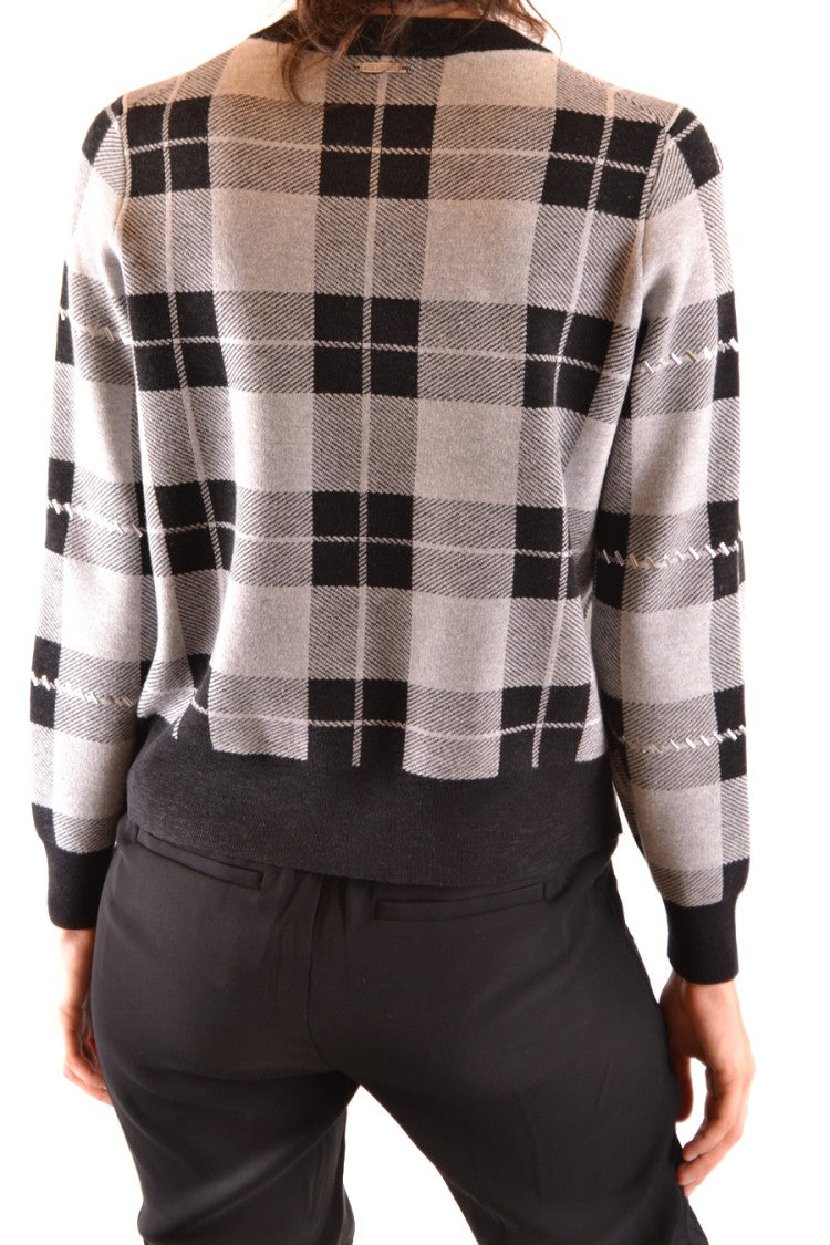 Michael Kors Checkered Knit Sweater With Crew Neckline