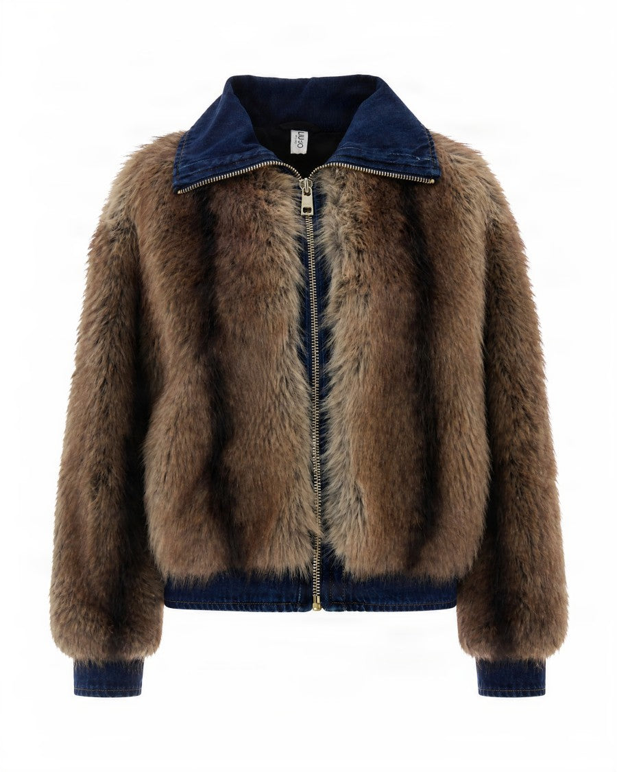 Liu Jo Denim Faux Fur Short Jacket