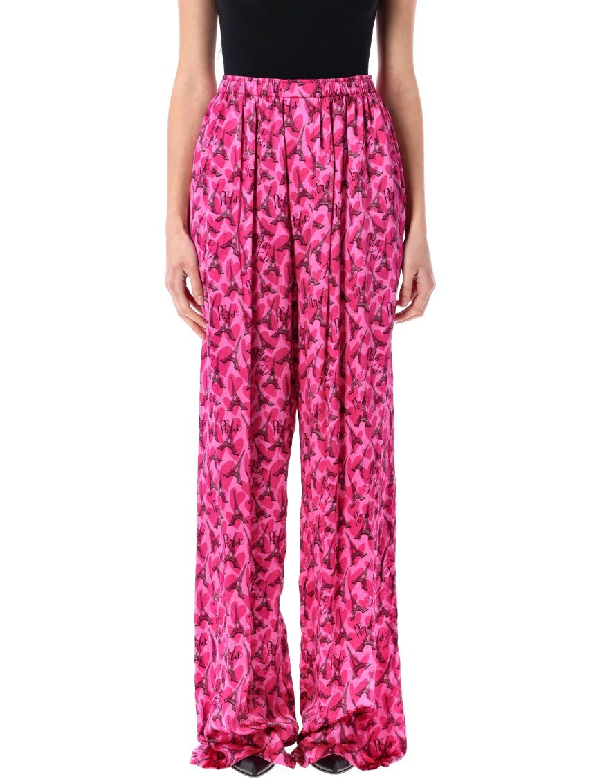 Balenciaga Silk Satin Pyjama Pants With Vibrant Pattern