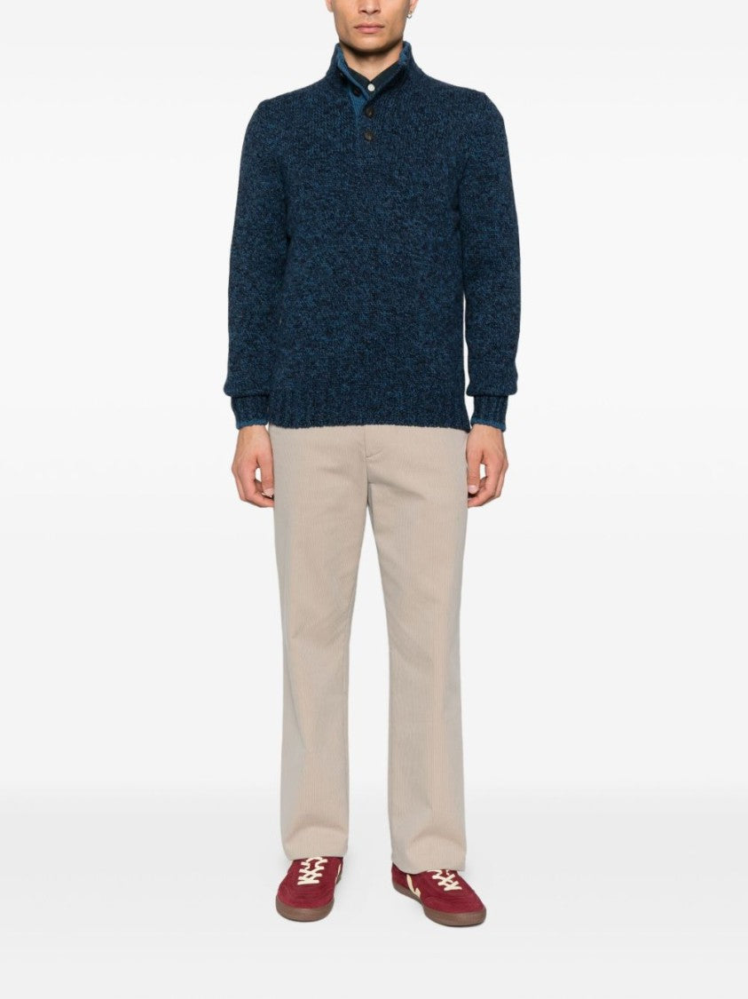 Vengera Textured Knit Sweater With High Collar