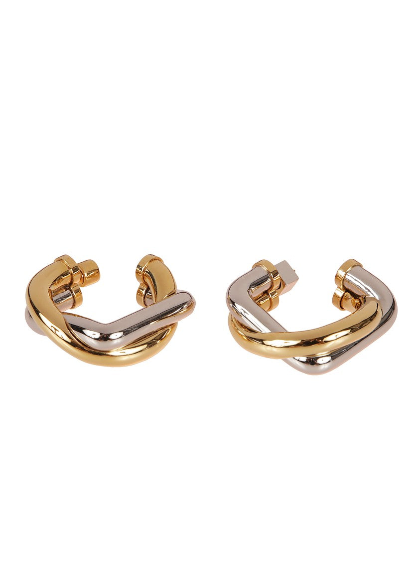 Jacquemus Two-Tone Sculptural Hoop Earrings With Polished Finish