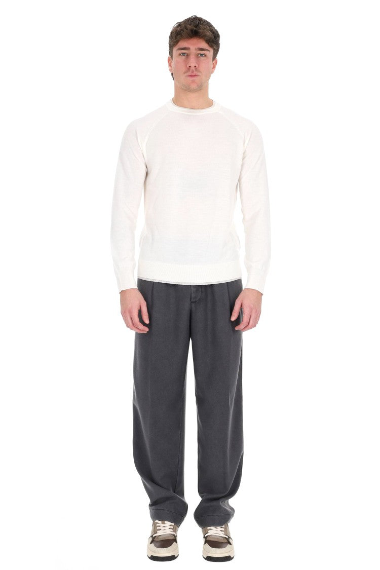 Eleventy Wool Crewneck Sweater With Double Trim