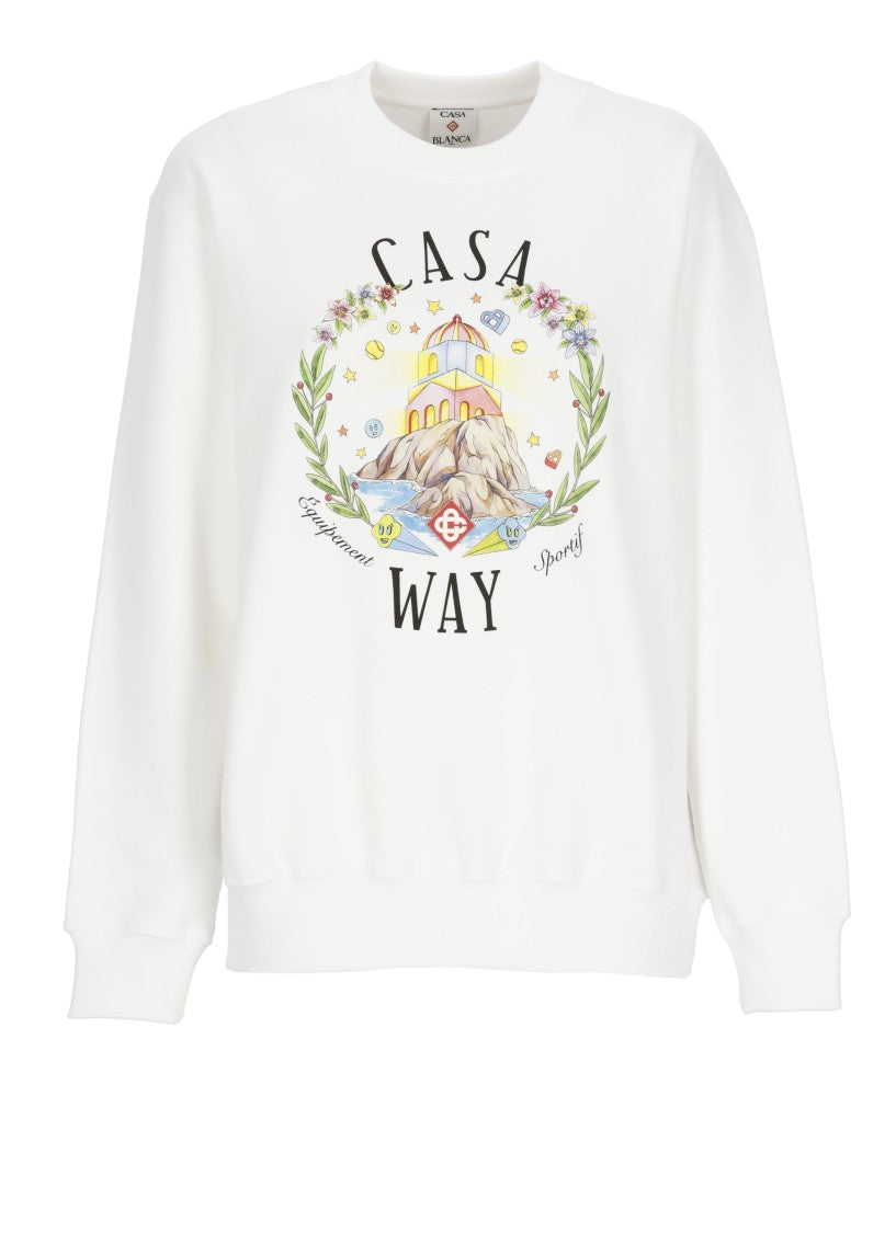 Casablanca White Casa Way Mountain Cotton Sweatshirt
