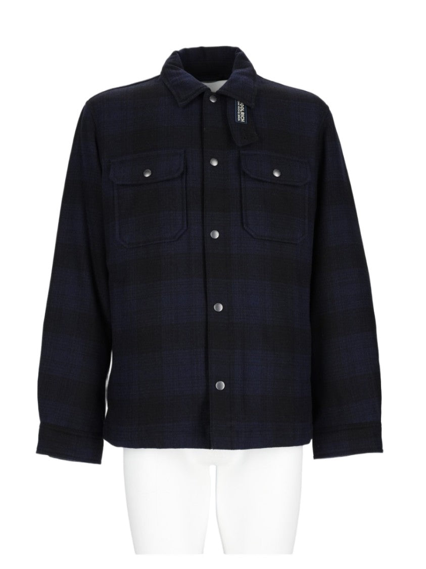 Woolrich Blue Dark Plaid Wool-Blend Shirt Jacket