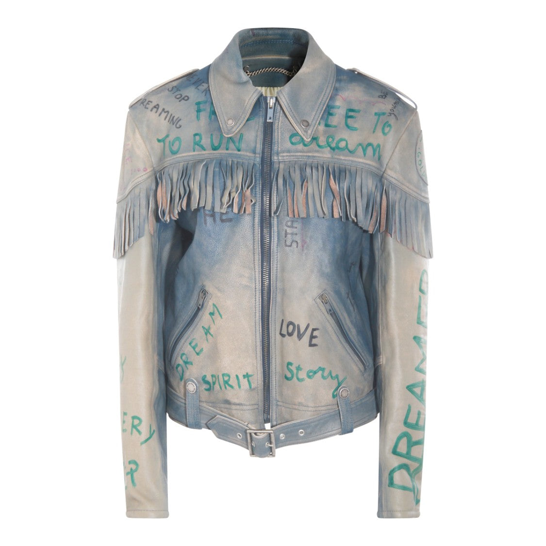 Golden Goose Light Blue Leather Jacket