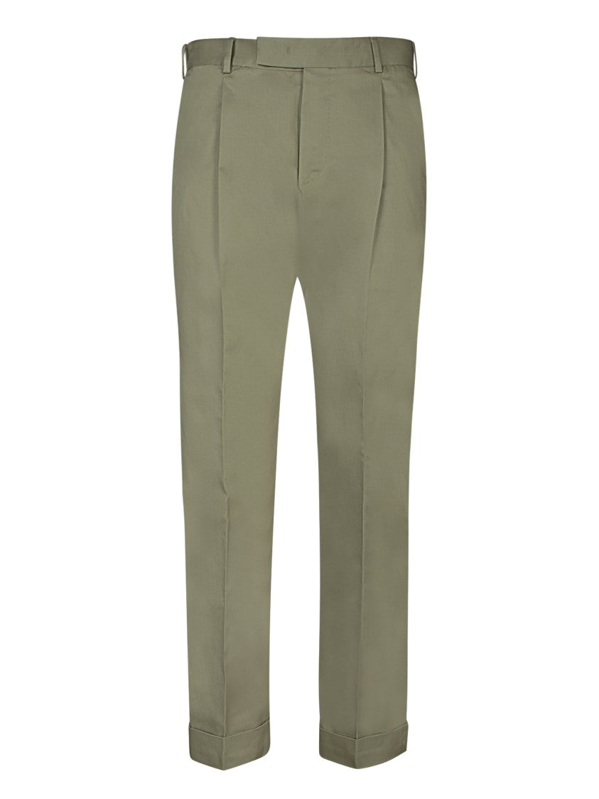 Pt Torino Green Cotton Trousers
