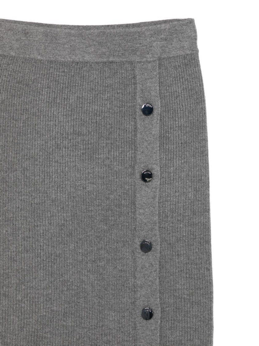 Liu Jo Knee-Length Ribbed Knit Skirt With Decorative Buttons