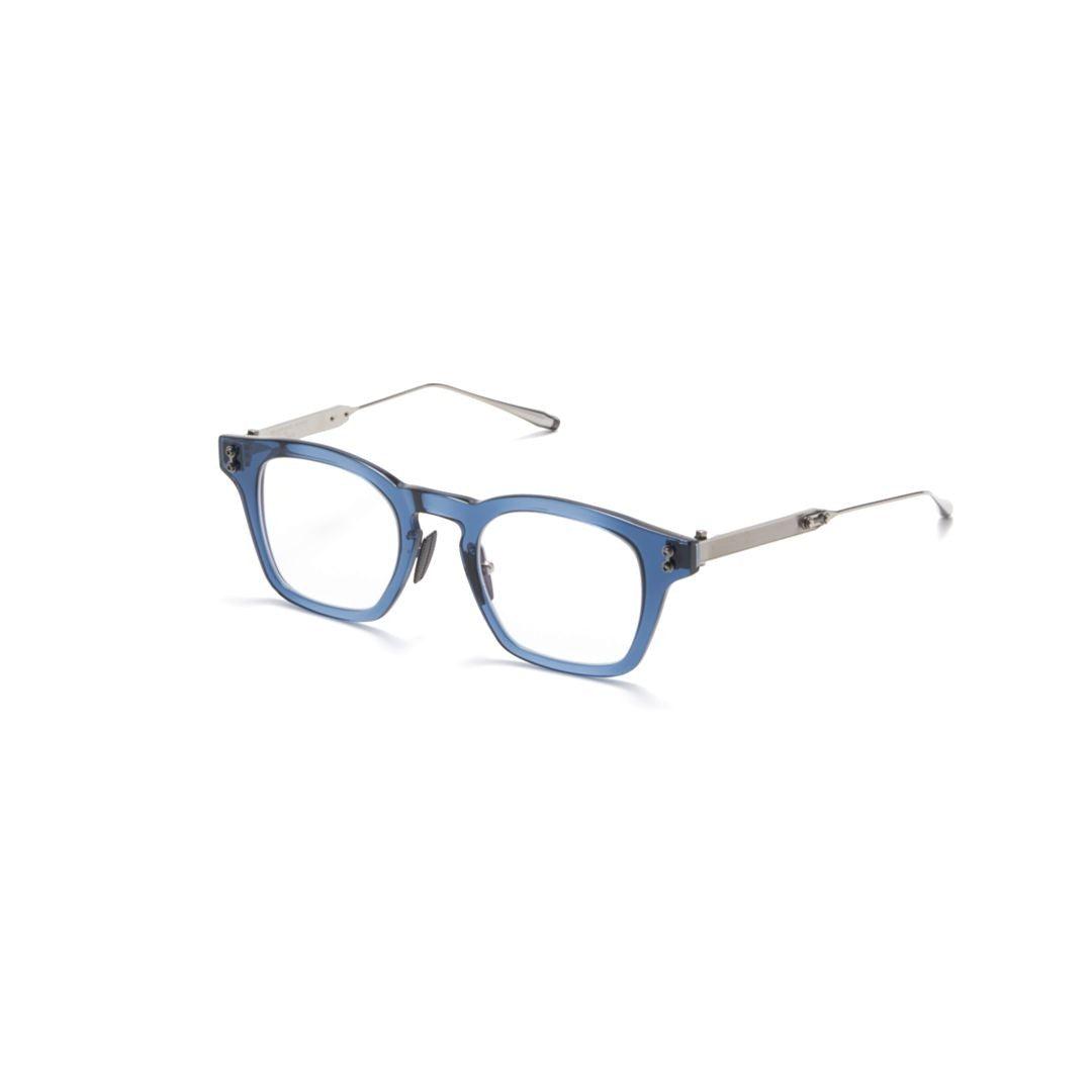 Akoni Akx-418 Translucent Blue Square Frame Eyeglasses With Metal Temples