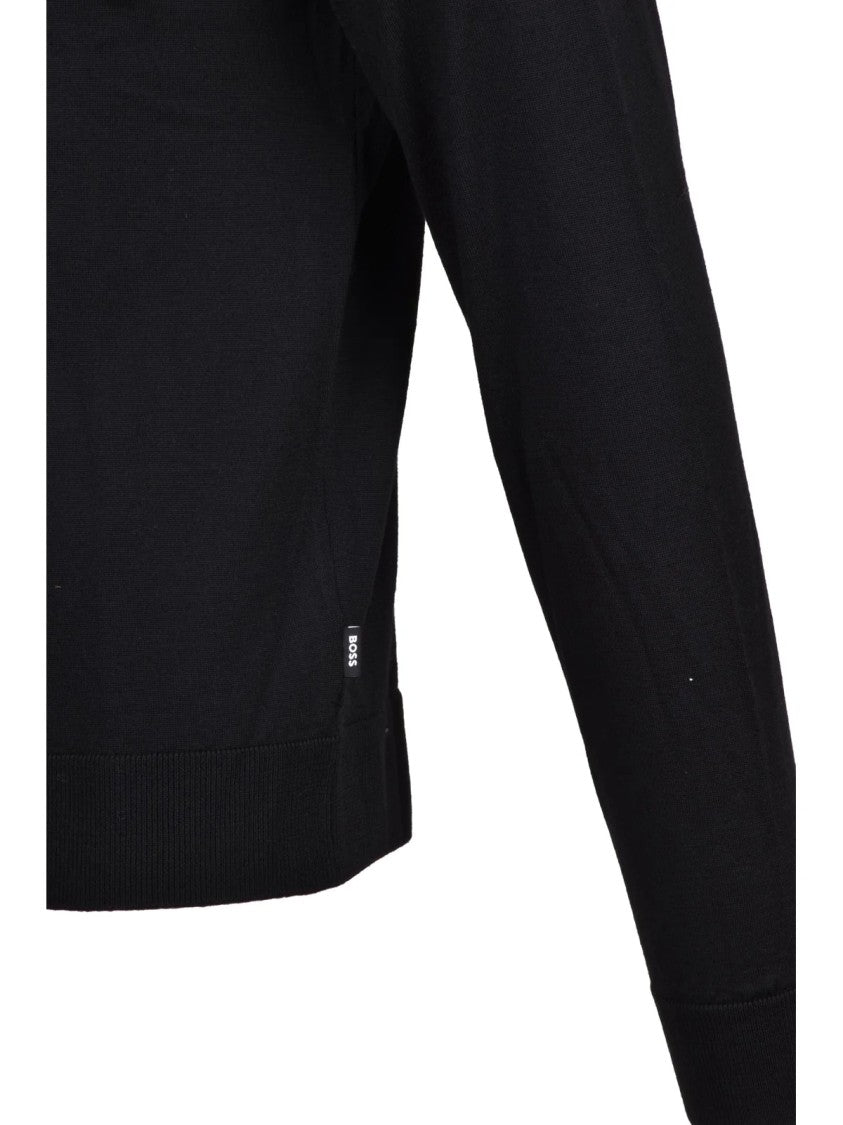 Boss Black Virgin Wool-Silk Mock Neck Sweater