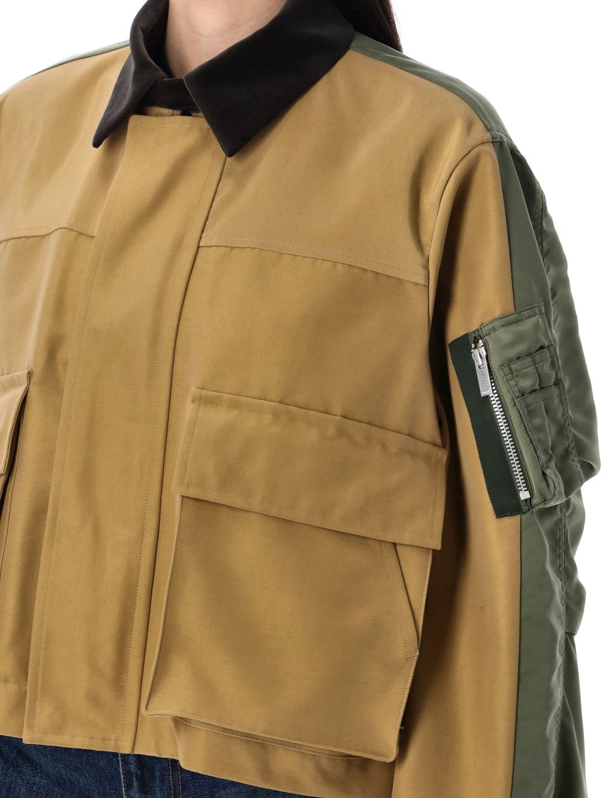 Sacai Grossgrain Nylon Twill Blouson With Velvet Collar