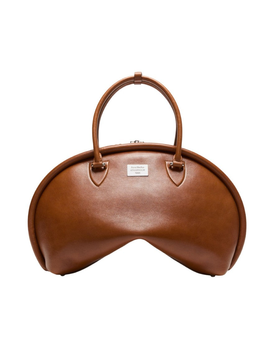 Acne Studios Chocolate Leather Bowlina Handbag With Rounded Shape